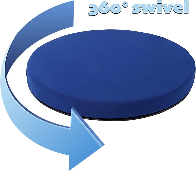 Trenton Gifts Portable Swivel Seat Cushion, 360 Degree Rotation, Up to 300 Lbs Capacity, Polyester, Blue
