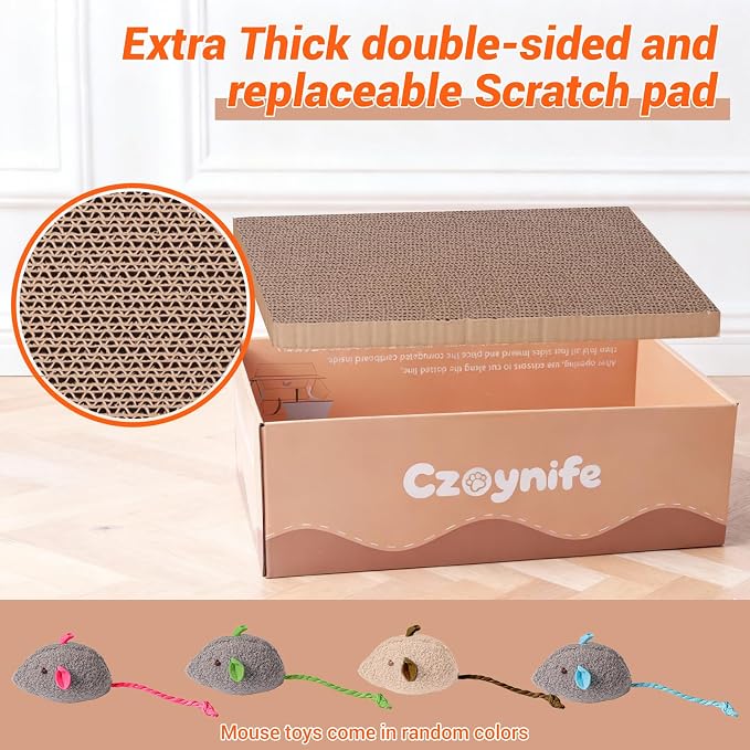 3PCS Cat Scratcher Cardboard, Oval Cat Scratch Pad Bowl Nest for Indoor Cats, Round Cat Scratching Board Corrugated Lounge Cat Bed, Furniture Protector for Couch (Brown, 17 * 11.5 in)