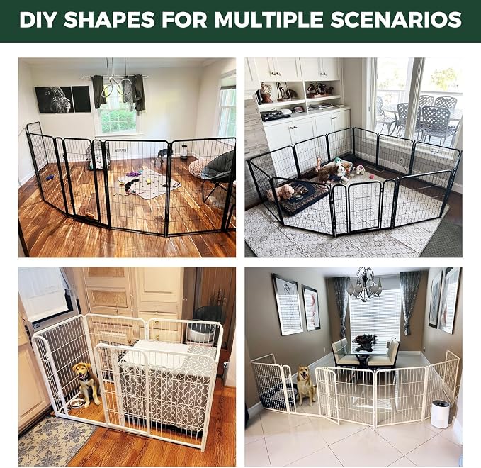 FXW Homeplus Indoor Dog Playpen with Camera Mount, 32" H, 8 Panels | Calm Indoor Play Area, Wider Viewing Angles with Stable Support, for Small & Medium Dogs, Patented
