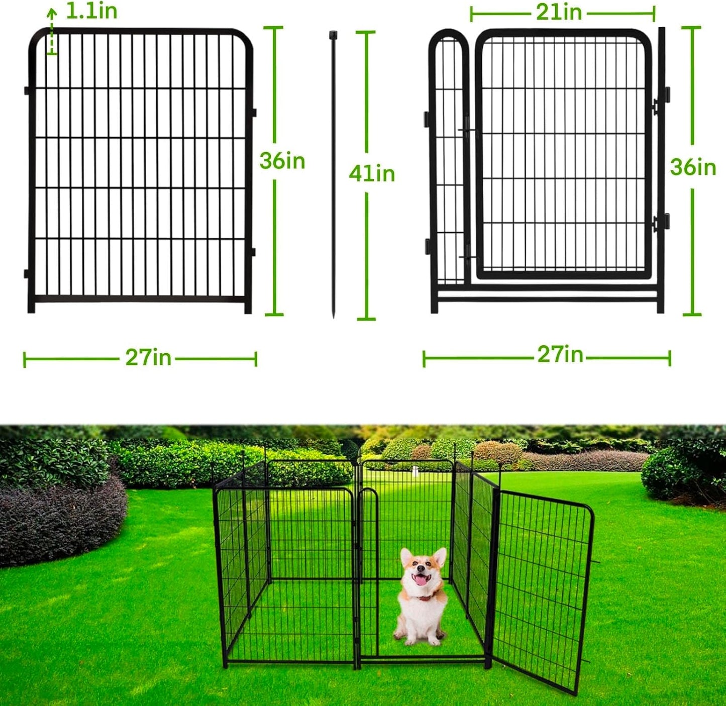 Garden Fencing 36 inch High, 14 Panels Total 31 Ft(L), Gate 21 inches Wide with Low Sills. Garden Fence with Gate, Anti Dig Fence Barrier, Flower Bed Fencing, Dog Fences for The Yard