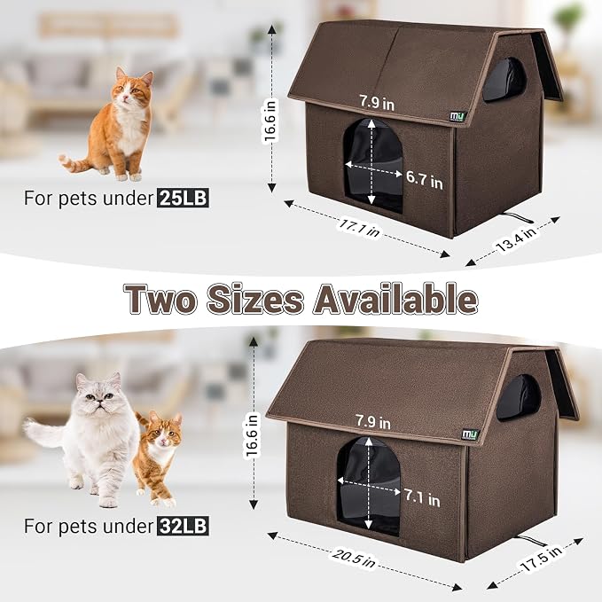 MIU Color Outdoor Cat House, Extra Large Weatherproof Cat Houses for Outdoor Cats, Insulated Feral Cat Shelter, Big Cat Bed, 20.5" x 17.5" x 16.6" | Insulated Feral Cat Shelter with Removable Soft Mat, Easy to Assemble,20.5"x17.5"x16.6"
