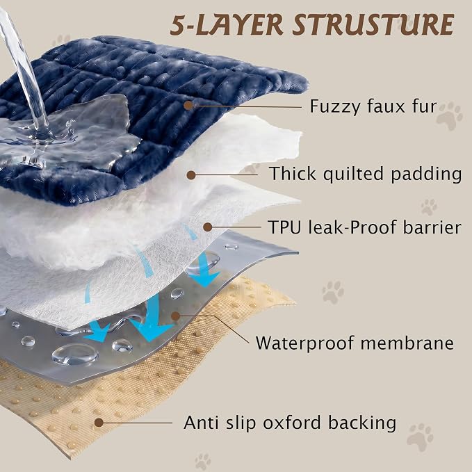PuTian 100% Waterproof Fuzzy Couch Cover for Dogs Navy Blue 27.6"x59" | Pet Friendly Dog Mat for Couch, Waterproof Sofa Protector, Scratch Resistant Furniture Cover for Dogs, Machine Washable