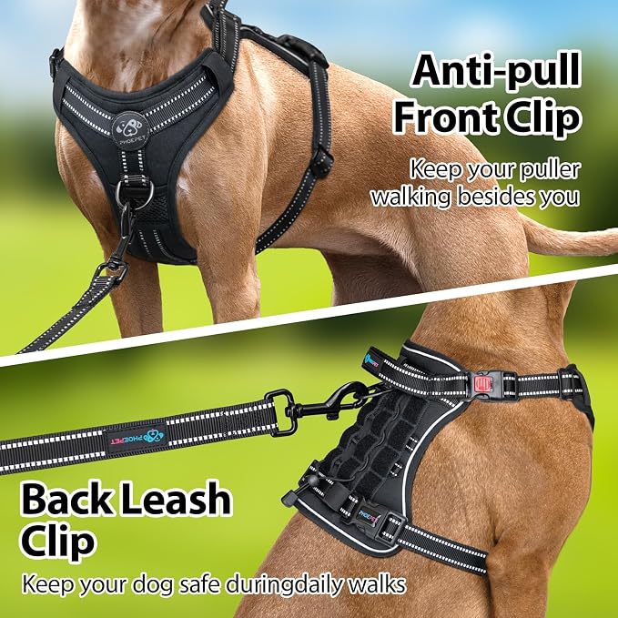No Pull Tactical Dog Harness,Service Dog Vest Molle & Loop Panels | Black S, Metal Front & Back D-ring, Reflective, Easy Control with Padded Handle for Small Medium Large Dogs
