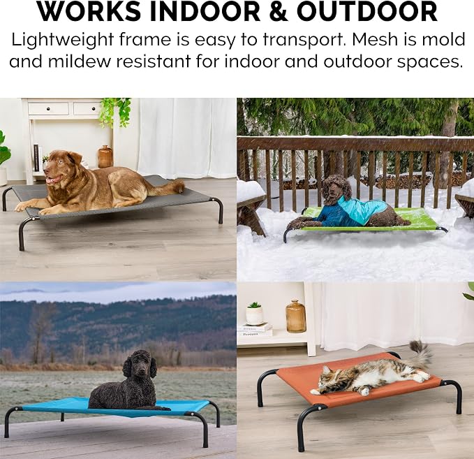 FurHaven Elevated Pet Cots - Cooling & Breathable Nylon Mesh Hammock for Dogs/Easy-to-Assemble / / Durable and Reinforced/Perfect for Rest & Relaxation Outdoors - Graphite Gray, Medium