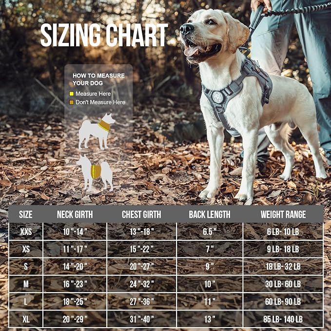 OneTigris Tactical Dog Harness Vest No-Pull Service Dog Vest for Small Dogs | 1000D Pullable Nylon, with Control Handle and Hook & Loop Panels, Easy On & Off, Adjustable for Walking Training Gray XXS