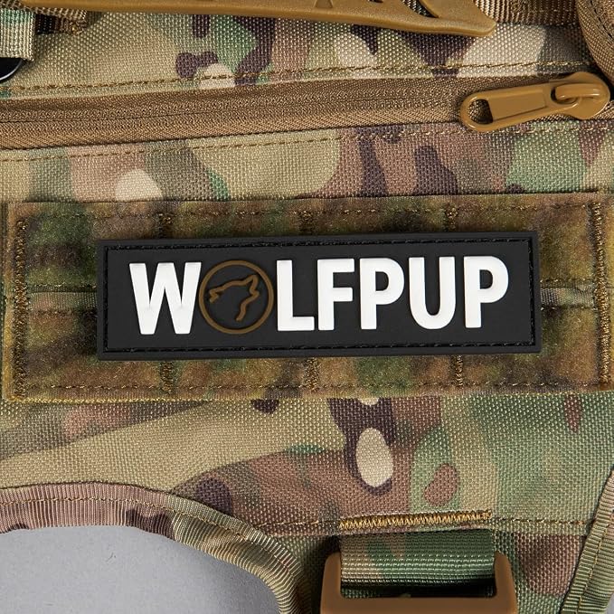 WOLFpak Tactical Dog Vest Harness No Pull Breathable MOLLE(Camo, X-Large) | Dual Grab Handles, 1000D Nylon, Four-Point Adjustment, MOLLE Attachment Panels, Three Storage Pockets, Metal Alloy Buckles