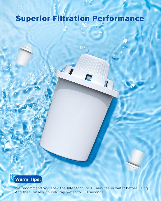 Water Fountain Replacement Filters, 4 Pack for D2223/2322/2340/2341 | Activated carbon and ion-exchange resin offer 7-layer filtration to reduce hair and odors; replace each filter every 2 weeks.