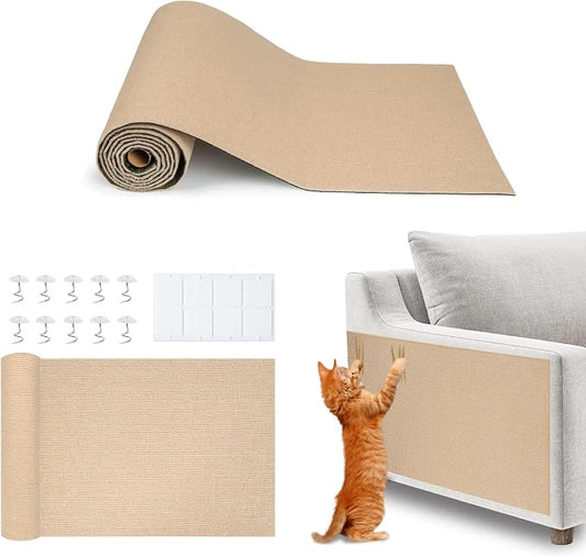 Best Pet Supplies Catify Cat Scratcher, Fun Interactive Scratchers, Posts, Poles, Claw Safe, Furniture Saver Indoor Play Support Natural Cat Behaviors Heavy Duty - Beige Mat - L: 39"