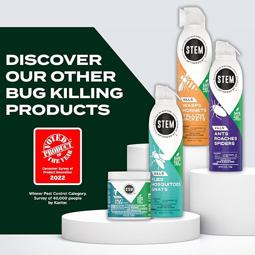 Stem Kills Ants, Roaches and Spiders: Plant-Based Active Ingredient Bug Spray, Botanical Insecticide for Indoor and Outdoor Use; 10 fl oz (Pack of 2)