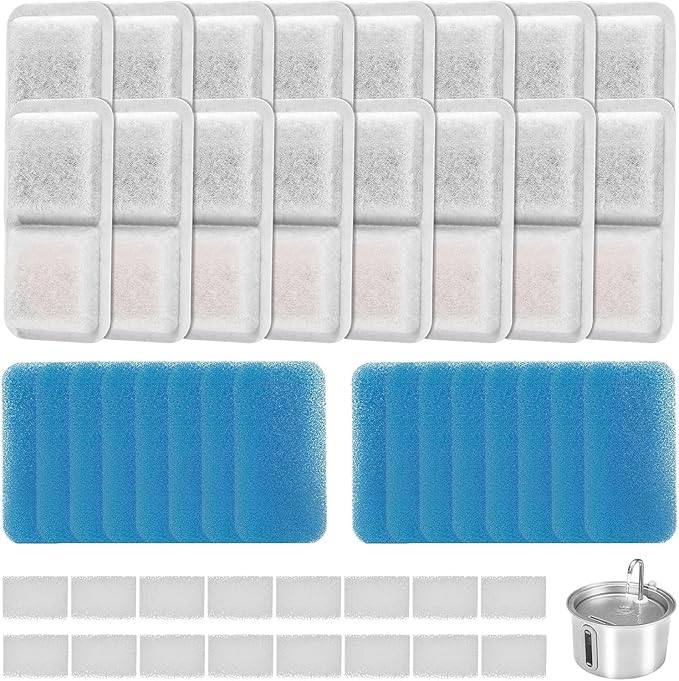 (16 Pack) Cat Water Fountain Filters Replacement Compatible With oneisall Cat Water Fountain, Cat Fountain Filters for 67oz/2L Stainless Steel Cat Fountain