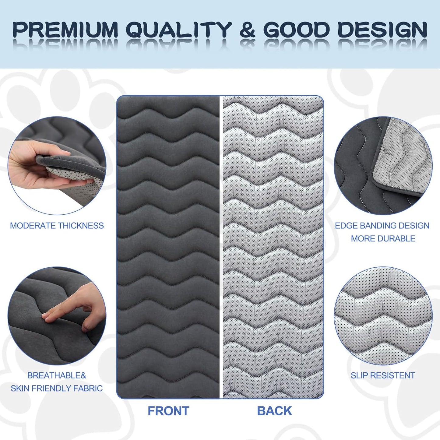 Bubble bear Dog Crate Mat - Upgraded Thick, Ultra Soft, Washable & Anti-Slip Kennel Pad for Small/Medium/Large Dogs, Dark-Hued to Hide Stains (30"x19")