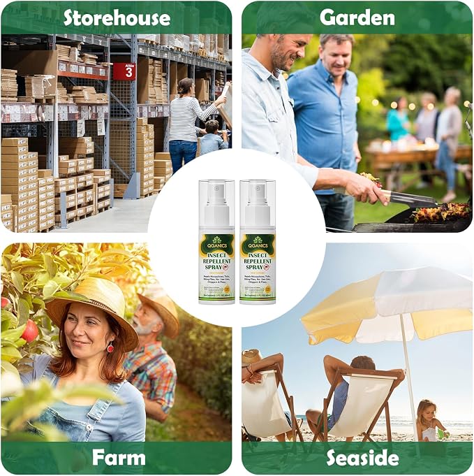 Mosquito Repellent Spray for Body 2 Pack, Bug Spray Travel Size Plant-Based, DEET-Free, Insect Repellent Spray for Skin 2 Fl Oz