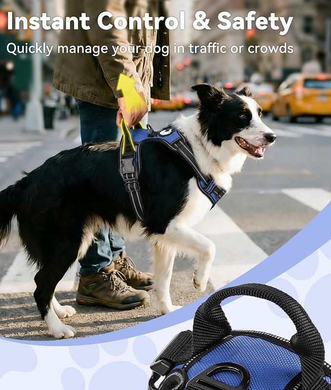 Joytale No Pull Dog Harness for Extra Large Dogs, Front Clip, Navy Blue | Grab Handle for Instant Control, Padded & Adjustable Vest, Sturdy Metal D-Rings, for Safe Training & Daily Walking