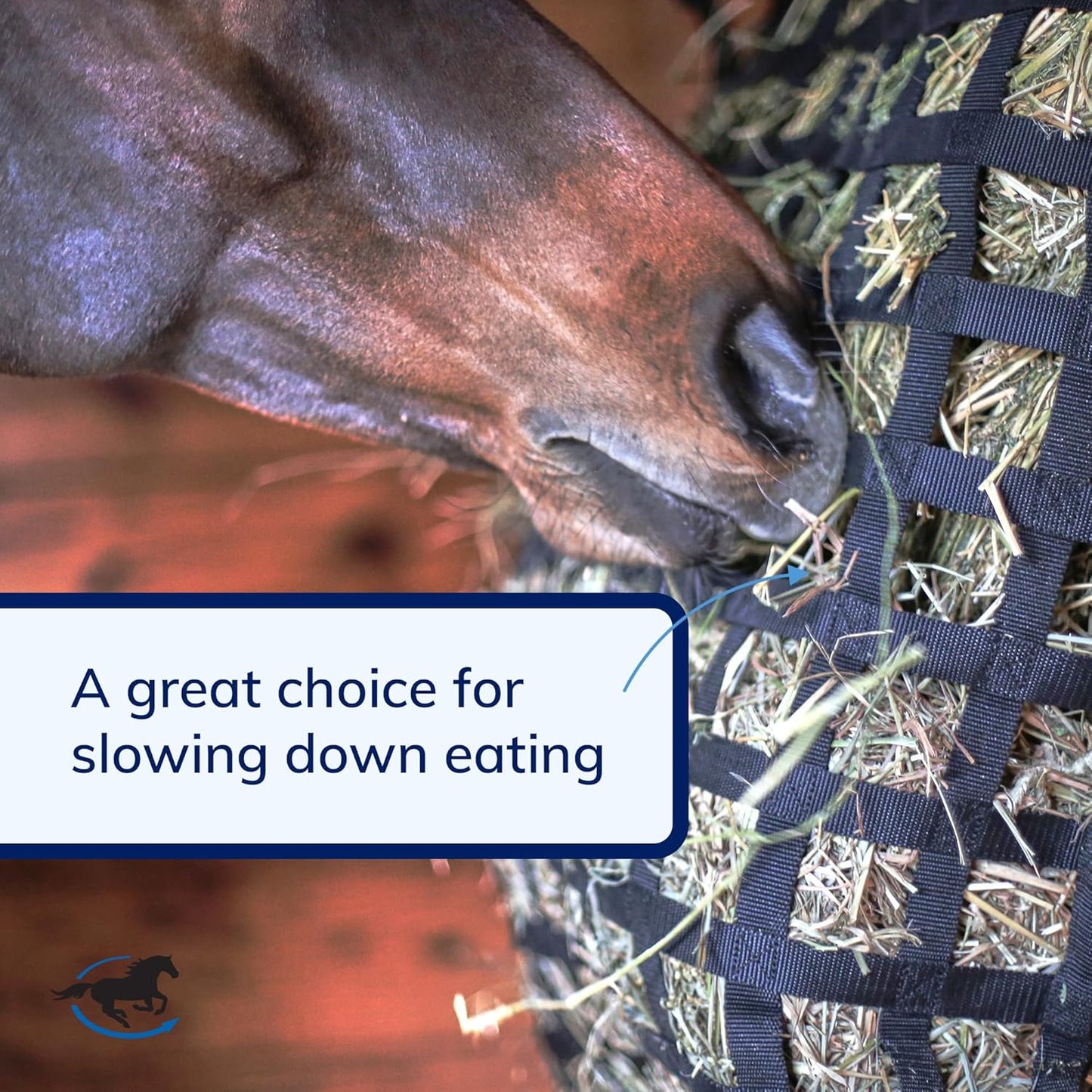 SmartEquine Slow Feed Hay Bag for Horses | Hay Feeder Net with Resistant Nylon | Gator Mouth Enclosure for Easy Loading | Fits 10-15 lbs of Hay | 4 Flakes Bag | 37" x 30" | Black | 2" Holes