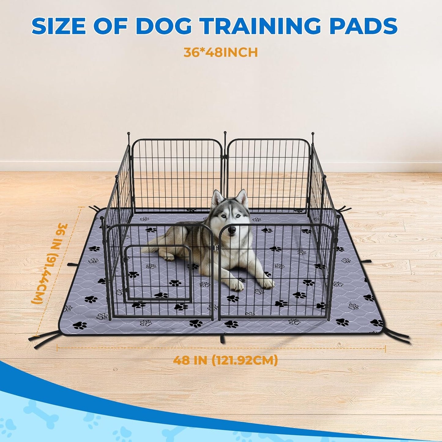Fostanfly Washable Pee Pads for Dogs, 2 Pack 36"x48" Superior Reusable Puppy Pads, Waterproof Mat Protects Against Urine Leakage, Non-Slip Grip Prevents Slipping and Bunching for Dog, Puppy