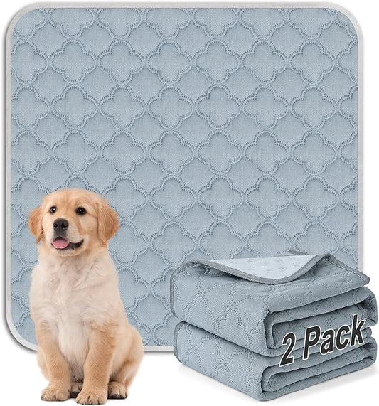 Washable Pee Pads for Dogs - 2 Pack Reusable Pee Pads，Waterproof Puppy Pads，Pet Training Pads，Super Absorbent with Dog Paw Shape Non-Slip Backing (Light Grey, 36" X 41" - 2 Pack)