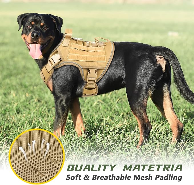 WINGOIN Tactical Dog Harness for Medium Dogs,Heavy Duty No Pull Dog Harness | with Handle,Adjustable Reflective,Military K9 Style,Big Size Dog Vest,for German Shepherd,for Walking Training Hunting