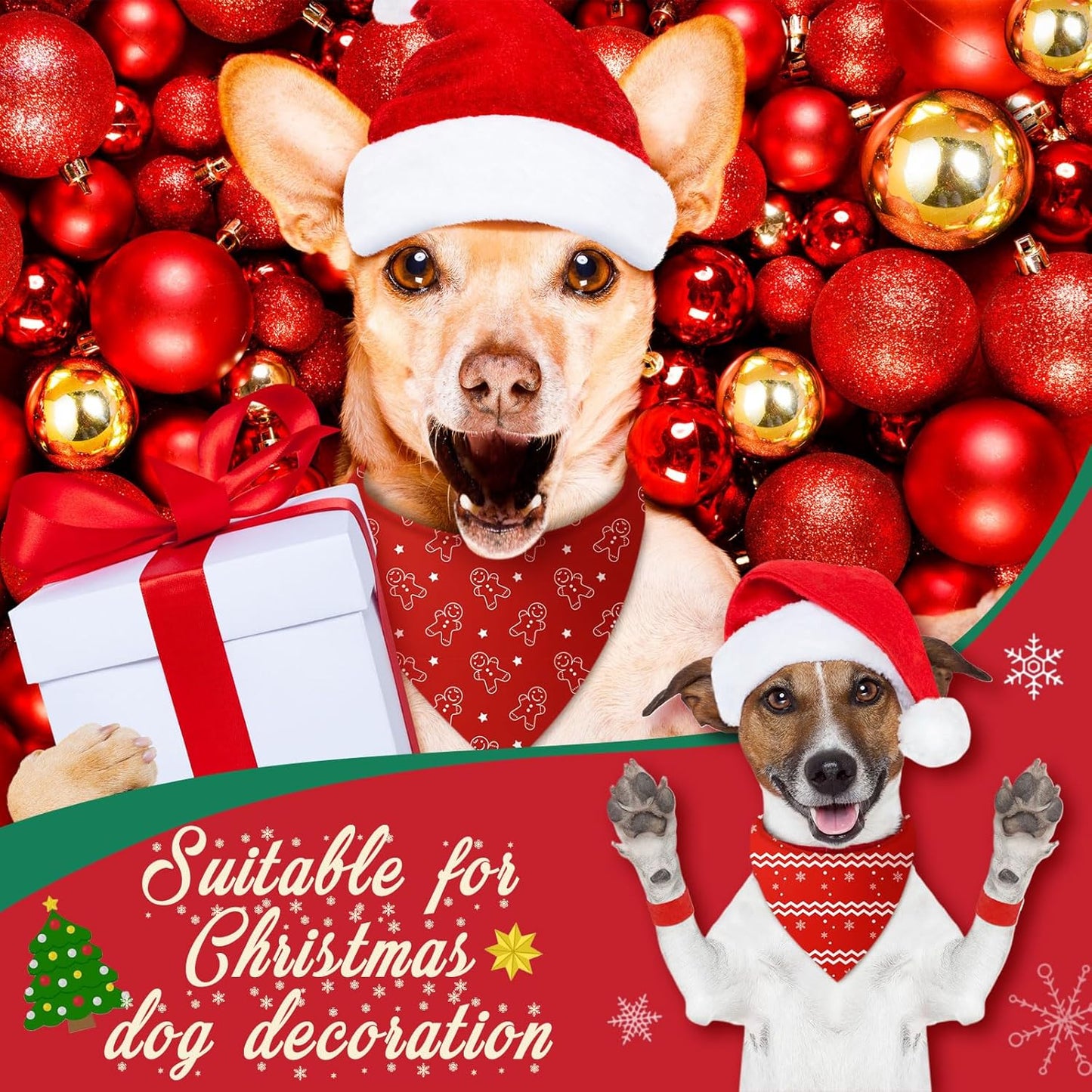 Chunful 100 Pieces Christmas Dog Bandanas Bulk Red and White Xmas Bandanas for Dogs Triangle Scarf Bib Kerchief Set for Small Medium Large Doggie Christmas Costume Decor(25.6 x 17.7 x 17.7)