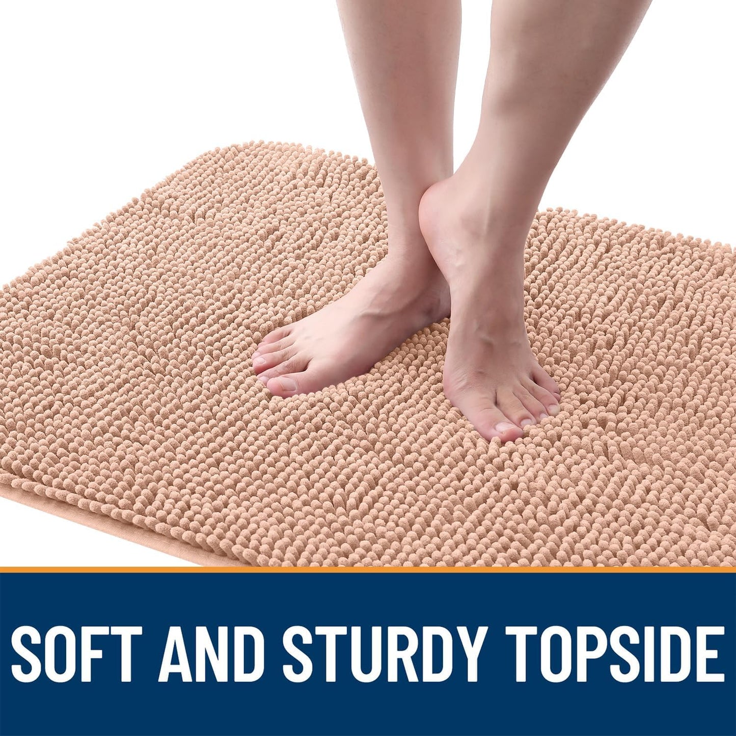 OLANLY Dog Door Mat for Muddy Paws 30x20, Absorbs Moisture and Dirt, Absorbent Non-Slip Washable Doormat, Quick Dry Chenille Mud Mat for Dogs, Entry Indoor Entryway Carpet for Inside Floor, Peach