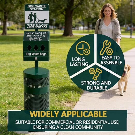 Rust-Proof Dog Waste Station, Heavy-Duty Outdoor Pet Waste Station | Dog Poop Station Outdoor, 12 Gallon Poop Station, for Commercial Use, Parks, Backyard, Waste Disposal, Dog Use