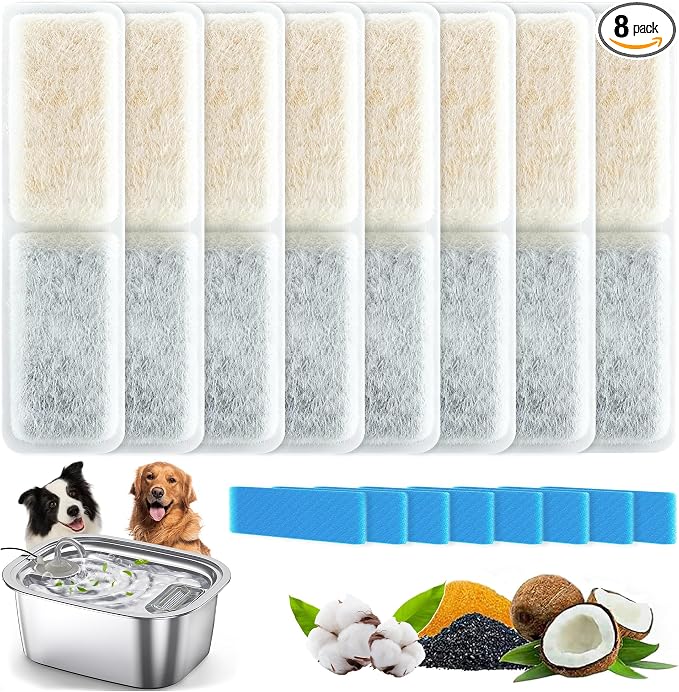 Replacement Filters for PETDOTT Dog Fountain, Water Filter, for Stainless Steel Pet Fountain for Large Dogs- Vertical Filtration for D2431 Lasts Two Months