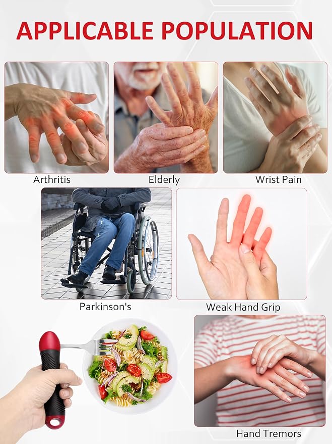 Adaptive Utensils Weighted Spoon Fork Set for Hand Tremors, Parkinson's & Arthritis | Non-Slip Grip Aid for Elderly, Disabled Adults, Weak Hand Support, Handicapped-Friendly, Travel-Ready Eating Utensils