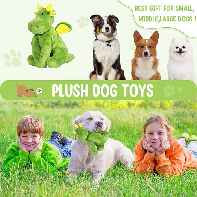 Letsmeet Squeaky Dog Toy with Crinkle Paper, Soft Puppy Teething Toys to Relieve Boredom, Interactive Plush Chew Toys for Small & Medium Dogs