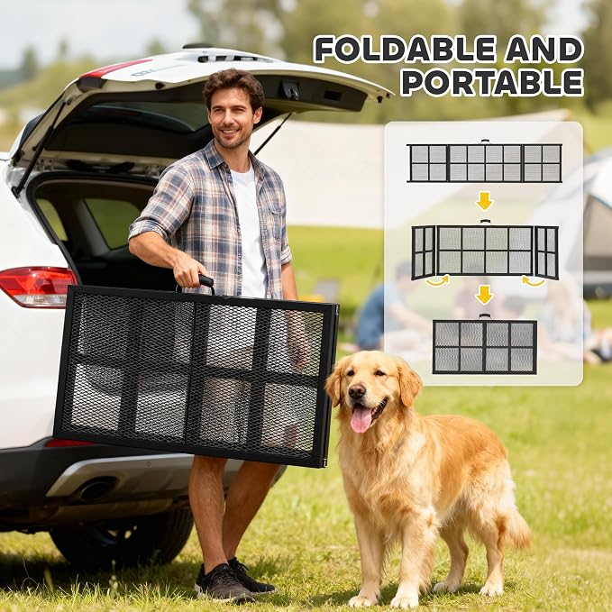 PawHut Dog Ramp for Car 75" x 20" Large Folding Pet Ramp for Large Dogs | Non-Slip Surface, Extra Long Wide, Portable Pet Stairs, SUVs Trucks Beds