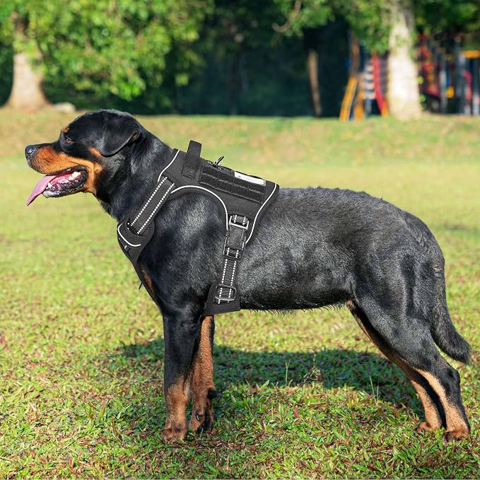 Beebiepet Heavy Duty Tactical Dog Harness for Small Dogs, No Pull Adjustable Pet Harness Reflective Service Training Easy Control Pet Vest Military K9 Working Dog Harnesses-X- Large, Black