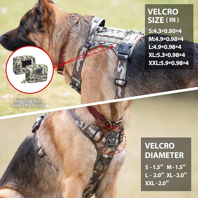 No Pull Tactical Dog Harness,Service Dog Vest Molle & Loop Panels | Army Green XL, Metal Front & Back D-ring, Reflective, Easy Control with Padded Handle for Small Medium Large Dogs