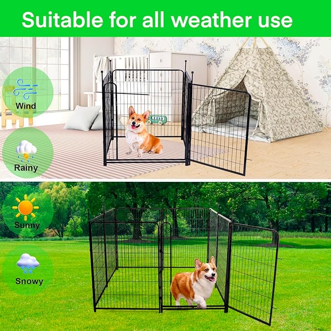 Okaygardn Tall Garden Fences and Borders for Dogs, 48 inch High Garden Fence, 12 Panels Total 26.6 Ft, 21 in Wide Low Threshold Gate. Modular Fencing, Dog Fence Outdoor for Yard. Rabbit Fences