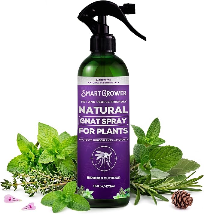 Natural Gnat Spray for Plants (16oz) – Fungus Gnat Killer for Indoor Plants – Essential Oil Plant Bug Spray – Ready to Use – Pet and Family Friendly, Houseplant Insect Control - Smart Grower