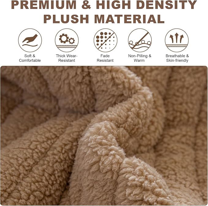 OTOB Couch Covers for Sofa Pet Friendly, Washable & Non Slip Fuzzy Dog Couch Cover Sofa Slipcovers Love Seat, Soft Plush Cozy Furniture Protector Cushion Mat, All Seasons (Khaki, 27.6" x 59.1")