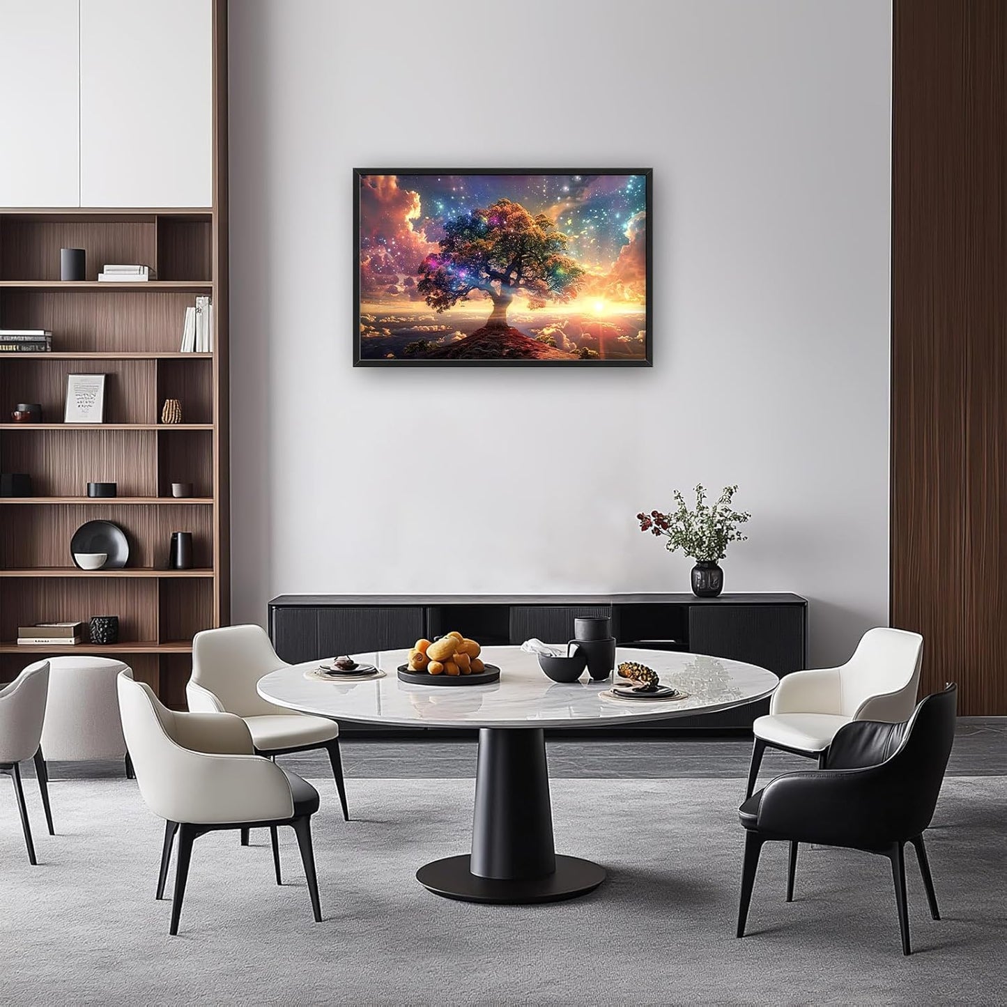 Tree Sunrise Large Wall Art Tree of Life Pictures Foggy Mountain Landscape Wall Starlight Nature Decor Canvas Print Painting Artwork for Bathroom Living Room Bedroom 36L" x 24W"