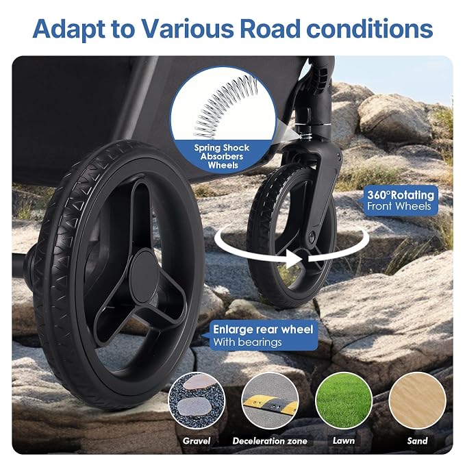 X-5 Pet Stroller for Medium Pets Up to 55 lbs, Net Black | Full View, Adjustable Handle, Detachable Carrier, Convertible Car Seat, One-Touch Fold, All-Terrain Wheels, 3-in-1 Design