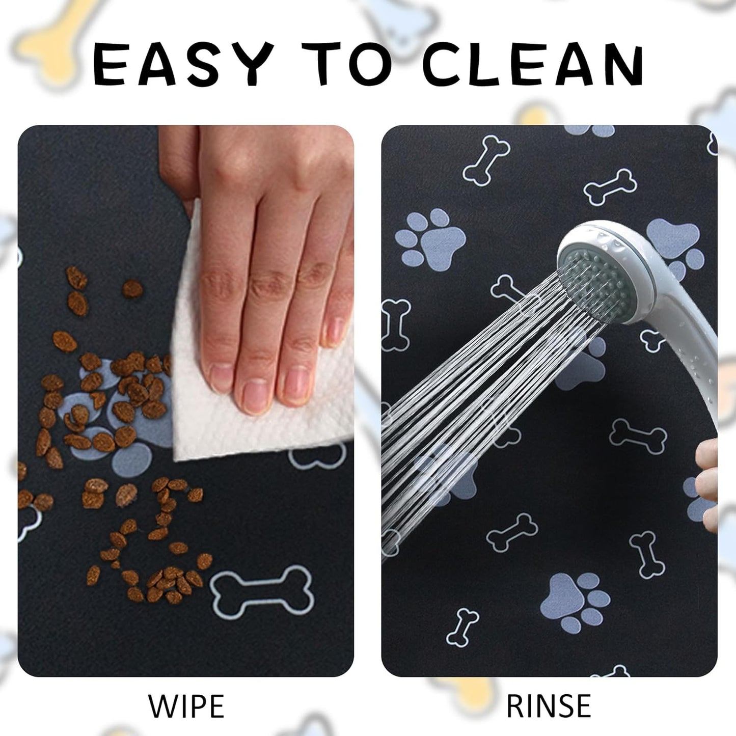 Pet Cat Dog Food Mat Non Slip Mat for Dog Water Bowl Mat Quick Dry Absorbent Cat Feeding Mat, 32 * 17 in, Black