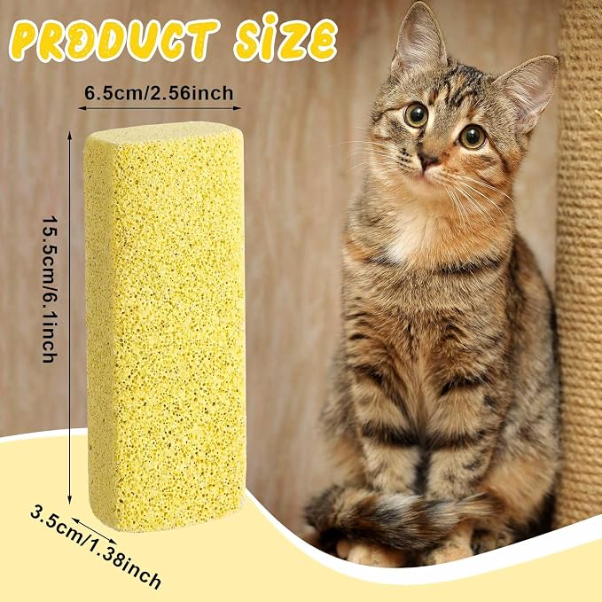 6 Pcs Abbyike Pet Hair Remover Rock Pumice Stone for Dog Cat Hair Pet Removal Cleaning Fur Removal Block Tool Scraper for Car, Carpet, Couch, Beding, Fufmiture Cleaning (6.1 x 2.56 x 1.4 Inch,Yellow)