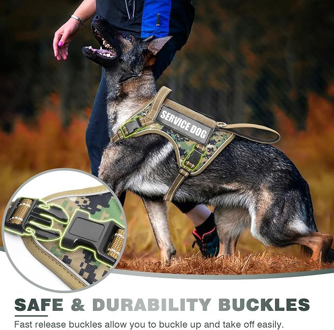 Tactical Dog Harness, No Pull Dog Harness for Medium Large Dogs with Handle & Molle, Military Service Dog Vest Harness in Training Pet Harness for Small Dogs