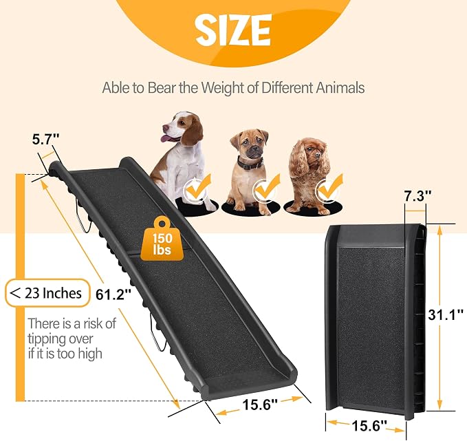 ZENY Dog Ramp for Car, 62inch Long Portable Dog Ramps for Large Dogs | with Non-Slip Surface Dog Car Ramp, Folding Dog Ramp for SUV & Truck