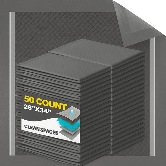 Charcoal Puppy Pads Extra Large, Disposable Pee Pads for Dogs / Wee Wee Pads / Potty Training Pads, Underpads with Activated Carbon to Eliminate Odor, 28"x34" 50 Count