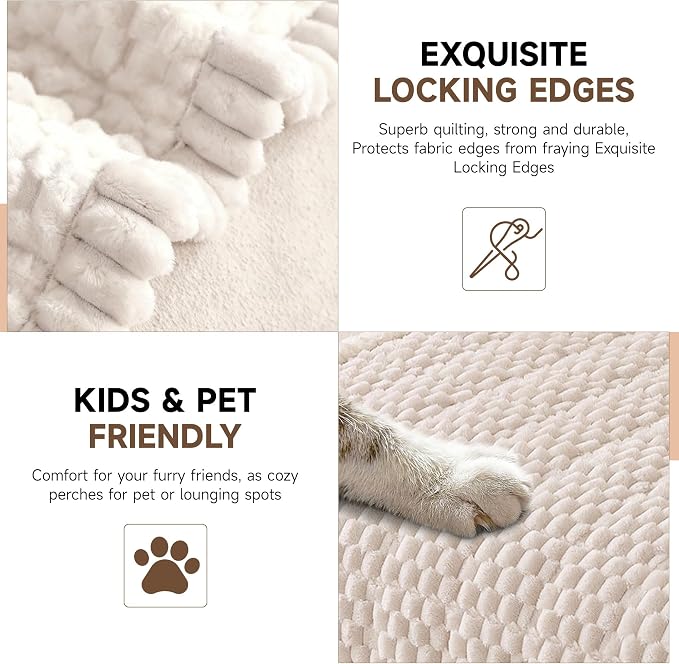 OTOB Couch Cover for Dogs Washable All Seasons Non Slip Fuzzy Pet Couch Covers Sofa Slipcovers Cushion Mat, Plush Soft Cozy Furniture Protector Kids Pet Friendly (Cream, 23.6" x 47.2")