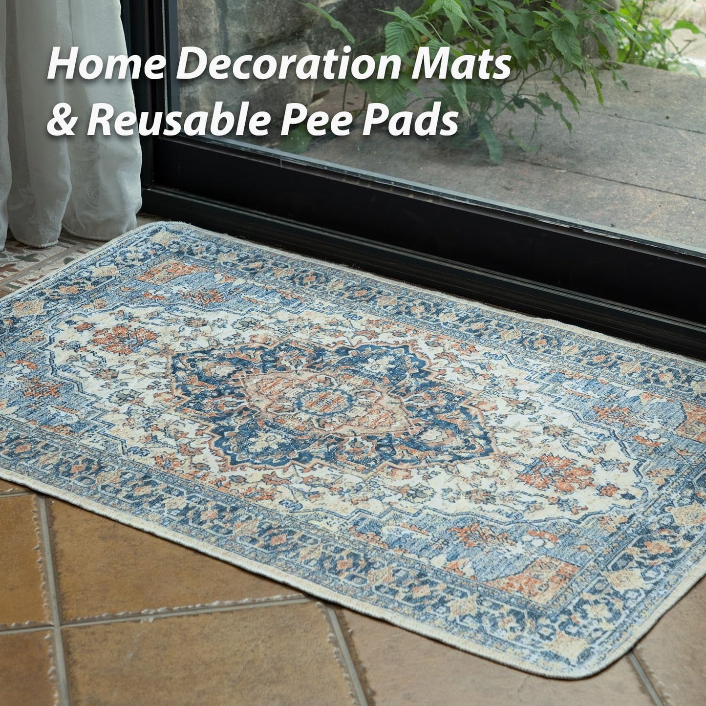 nunubaby 4PACK Washable Pee Pads for Dogs, Stylish, Non-Slip and Leak-Proof Pee Pads. Reusable Potty Pads for Dogs for Crates and Floors.(Beige/Multi, 18" x24")