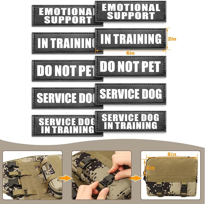 Tactical Dog Harness with Dog Leash, Service Working MOLLE Vest with 10 Pet Patches for Dog, No Pull Military Harness and Backpack for Training Hunting Walking