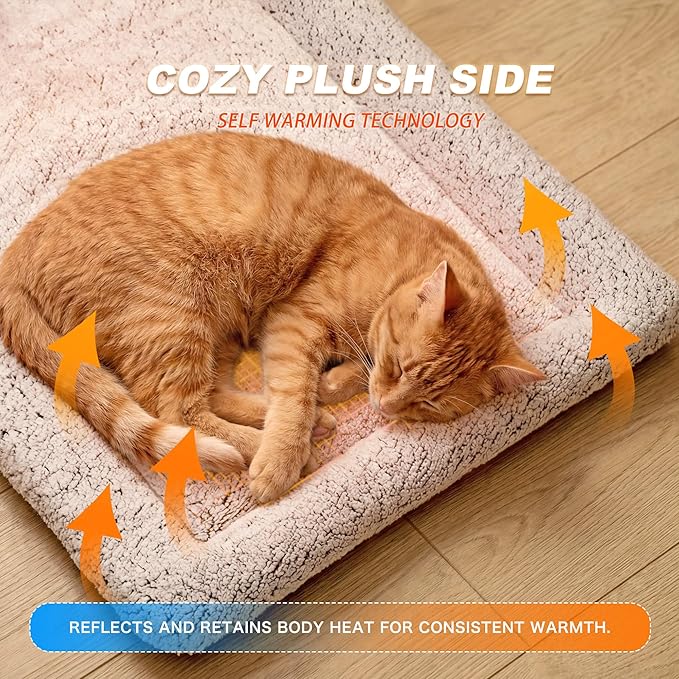 Dog Cooling Mat, Self Warming Cat Bed, Reversible Warm & Cooling Cat Bed, Winter Warm Cat Pad & Summer Cooling Cat Mat for Kittens & Small Dogs, Perfect for Crates, Beds & Sofas, Dark Blue, 18"x24"