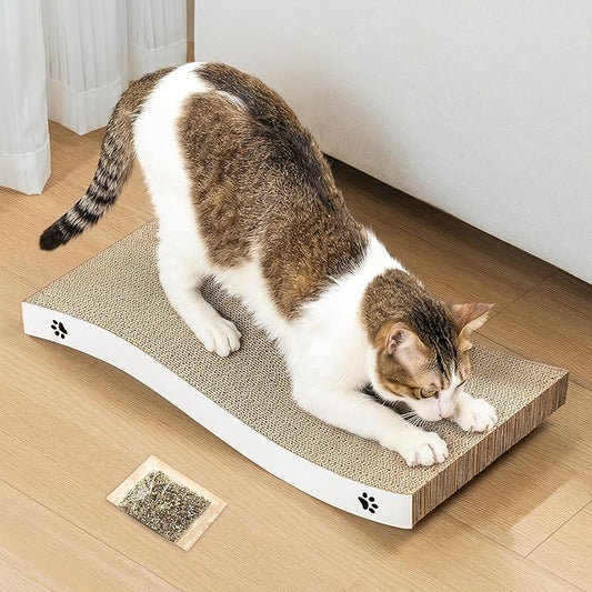Cat Scratcher, Durable Scratch Pad, Corrugated Cardboard Scratching Board for Indoor Cats, Heavy Duty, Double-Sided Usability, Recyclable, with Catnip, Medium, 1 Pack
