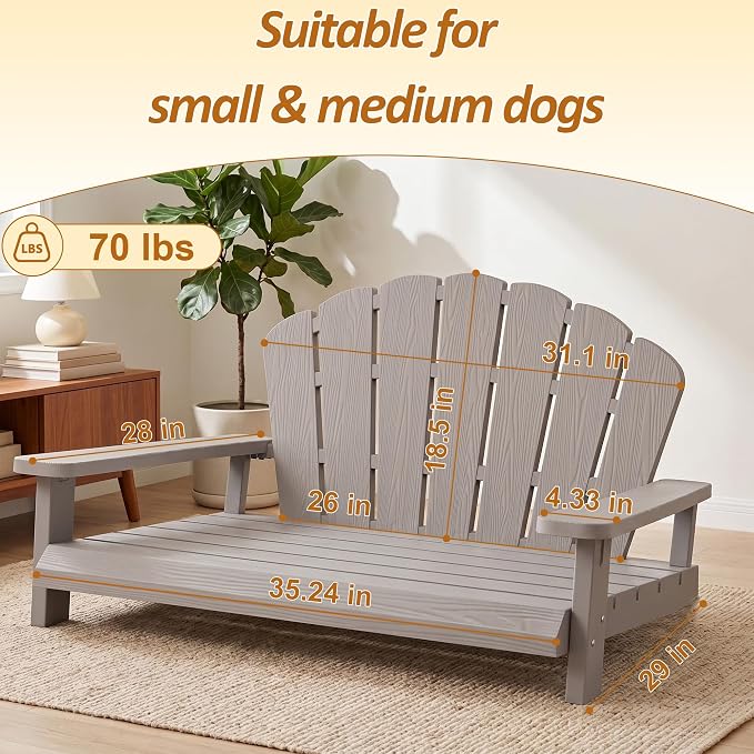 Outdoor Dog Bed, Elevated Dog Bed,Indoor&Outdoor Pet Furniture(Grey) | Waterproof Dog Couch,Sturdy Dog Patio Lounge Chair,Chew Resistant Outdoor Dog Furniture for Small&Medium Dogs