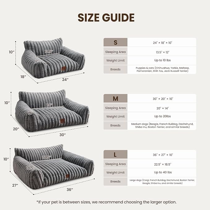 Cat Couch for Pets, Cute Cat Bed for Indoor Cats | Cozy Soft Faux Rabbit Fur for Kitten, Fuzzy Cats Sofa, Supportive Pet Sofa with Removable Washable Cover, Light Gray, 36"