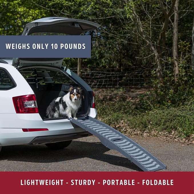 TRIXIE 59-in Pet Ramp for Small to Medium Dogs up to 55 lbs, Foldable and Lightweight Easy to Store | Folding Dog Ramp with High Traction Surface, Ideal for Cars and SUVs, Foldable, Easy to Store and Clean