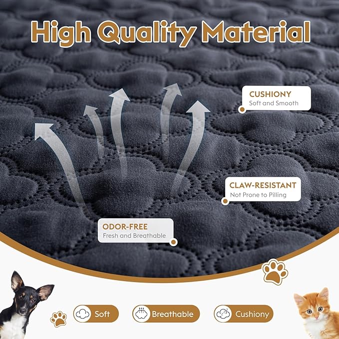 Waterproof Dog Blanket, Couch Cover for Dogs Washable, Reversible Dog Bed Cover.(Dark＆Light Grey, 82 X 82 Inch - 1 Pack)