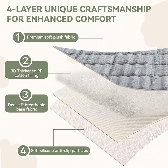 OTOB Dog Couch Covers for 3 Cushion Washable Non Slip Plush Pet Friendly Bed Mat Sofa Cover for Dogs, All Seasons Cozy Soft Fuzzy Furniture Protector Sofa Slipcovers (Gray, 27.6" x 59.1")
